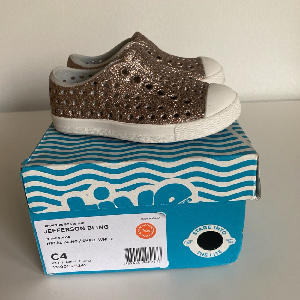 Native Shoes, Jefferson Kids Shoe - Metal Bling, Size C4